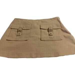 Adilisk Cargo Mini Skirt Sz Sm. Tan Preppy Side Zip Y2k